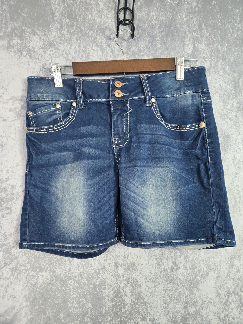 Hydraulic Women’s Faded Blue Denim Jean Shorts – Size 11/12 Mid‑Rise